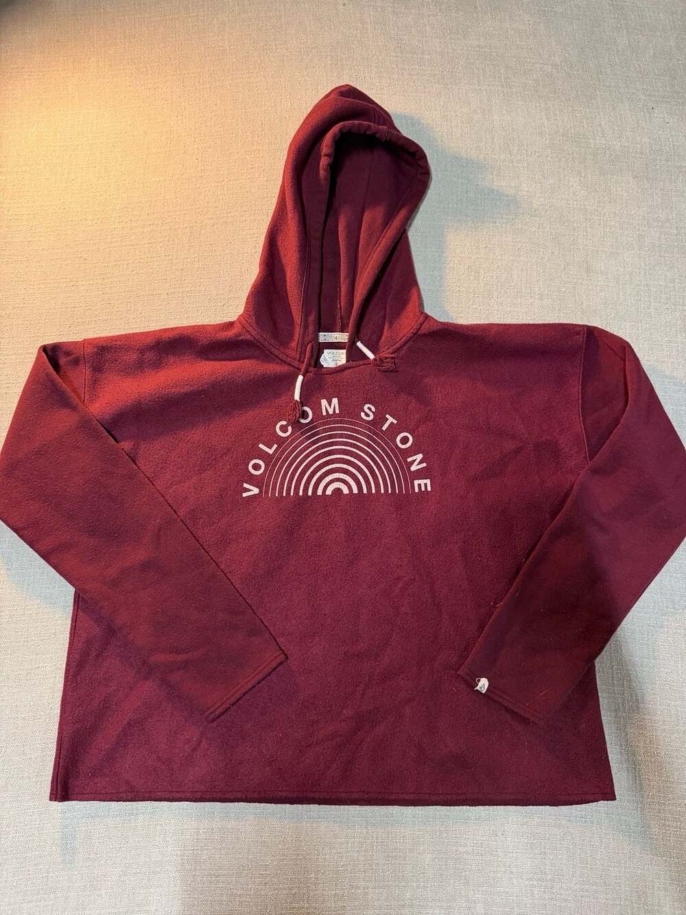 Volcom Stone Lived In Fleece Pullover Hoodie Maroon XL 16